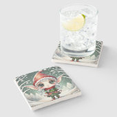 クリスマス小妖精や小人 ストーンコースター (横)