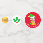 クリスマス小妖精や小人、ホリーベリー&金ゴールドテーブル紙吹雪 コンフェッティ (正面)