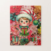 クリスマス小妖精や小人&ボウズおもしろいホリデーファミリー ジグソーパズル (縦)