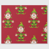 クリスマス小妖精や小人 ラッピングペーパー (フラット)