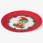 クリスマス小妖精や小人、松のリース、ポインセチア&スター ペーパープレート (アングル)