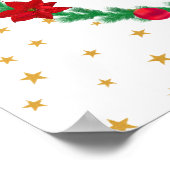 クリスマス小妖精や小人、松のリース、ポインセチア&スター ポスター (角)