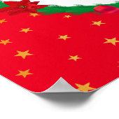 クリスマス小妖精や小人、松のリース、ポインセチア&スター ポスター (角)