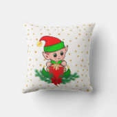 クリスマス小妖精や小人,松,ポインセチア&スター クッション (裏面)