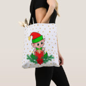 クリスマス小妖精や小人，松，ポインセチア&スター トートバッグ (クローズアップ)