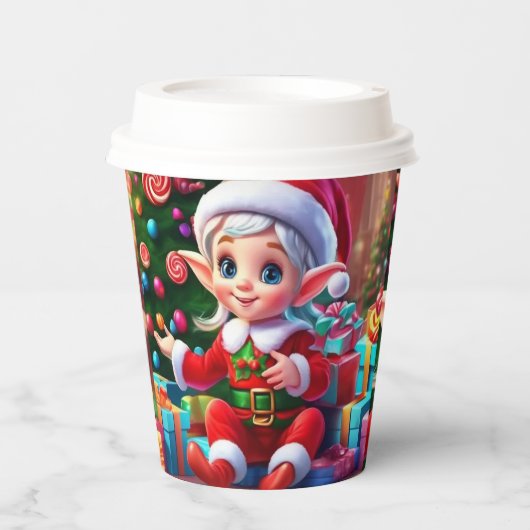 クリスマス小妖精や小人 紙コップ (正面)