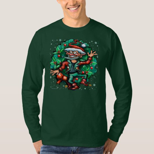 クリスマス小妖精や小人 Tシャツ (正面)