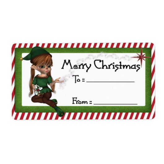 クリスマス小妖精や小人D5 ::ファンタジークリスマスギフトラベル ラベル (正面)