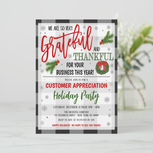 クリスマス小規模企業の評価パーティー招待状 招待状 (スタンド正面)