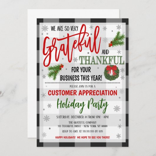 クリスマス小規模企業の評価パーティー招待状 招待状 (正面/裏面)