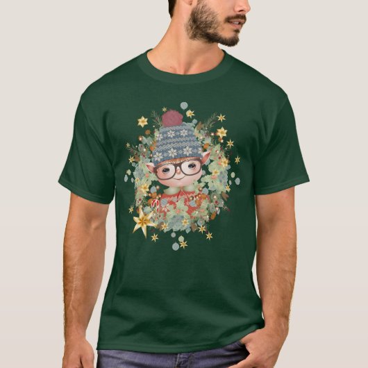 クリスマス少年のためのフレームの可愛いクリスマス Tシャツ (正面)