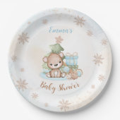 クリスマス少年の赤ちゃんシャワーを心待ちにしたい ペーパープレート (正面)