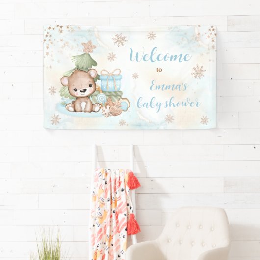 クリスマス少年の赤ちゃんシャワーを心待ちにしたい 横断幕 (インサイチュ)