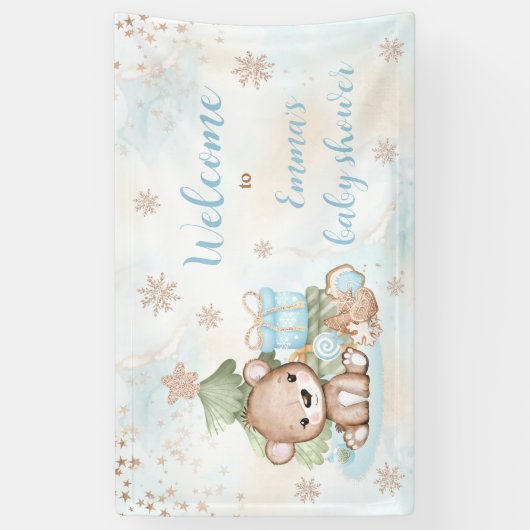 クリスマス少年の赤ちゃんシャワーを心待ちにしたい 横断幕 (縦)