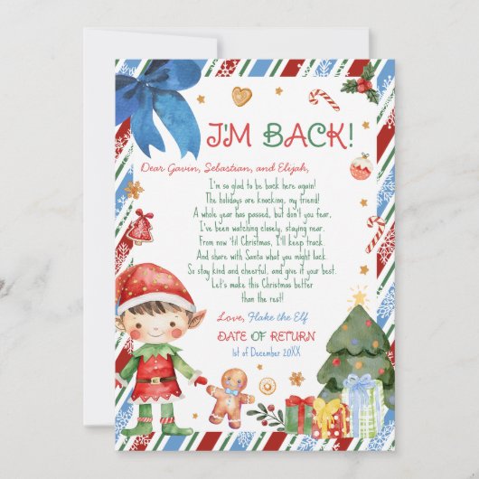 クリスマス少年エルフからの手紙カード 招待状 (正面)