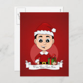 クリスマス少年マンガの休日のはがき シーズンポストカード (正面/裏面)