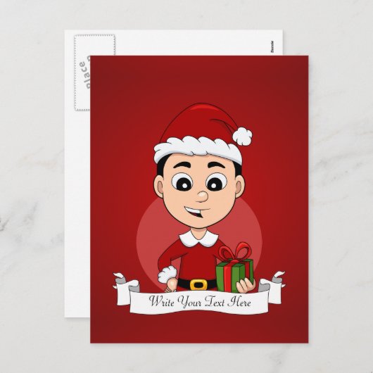 クリスマス少年マンガの休日のはがき シーズンポストカード (正面/裏面)