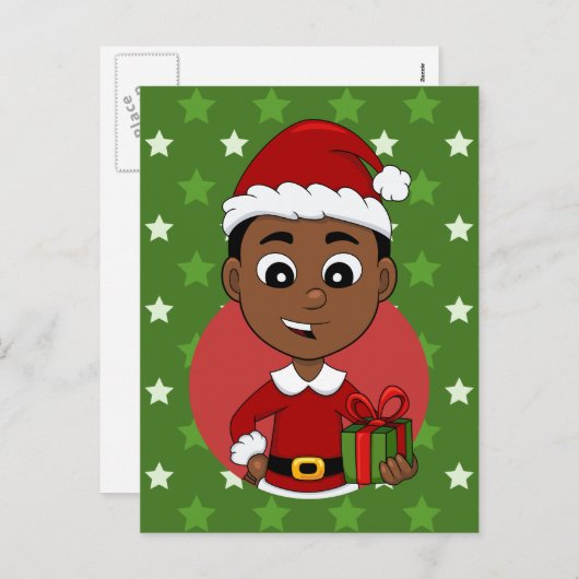 クリスマス少年マンガの休日のはがき シーズンポストカード (正面/裏面)
