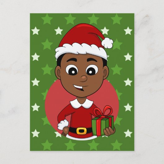 クリスマス少年マンガの休日のはがき シーズンポストカード (正面)