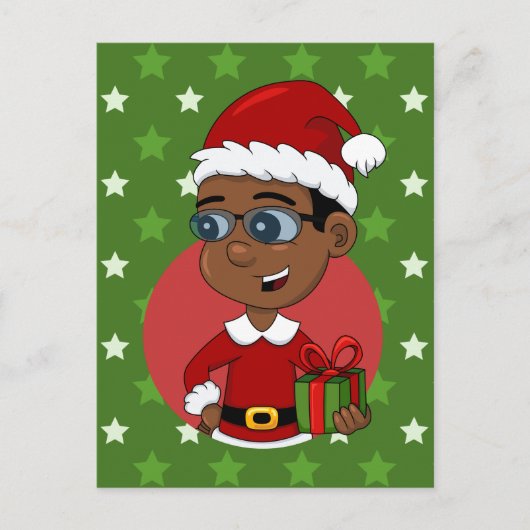 クリスマス少年マンガの休日のはがき シーズンポストカード (正面)