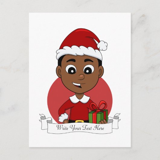 クリスマス少年マンガの休日のはがき シーズンポストカード (正面)