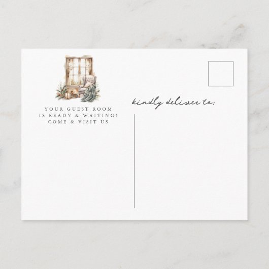 クリスマス居心地の良い冬の部屋移動 案内ポストカード (裏面)