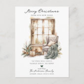 クリスマス居心地の良い冬の部屋移動 案内ポストカード (正面)