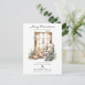 クリスマス居心地の良い冬の部屋移動 案内ポストカード (スタンド正面)