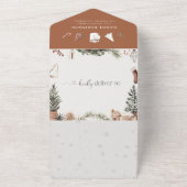 クリスマス居心地の良い本のベビーすべて一つの招待状 オールインワン招待状 (外側)