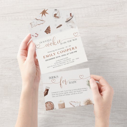 クリスマス居心地の良い本のベビーすべて一つの招待状 オールインワン招待状 (貼ってはがせる)