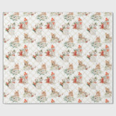 クリスマス居心地の良い猫柄&花柄 ラッピングペーパー (フラット)