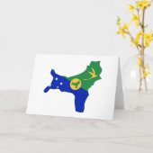 クリスマス島の旗の地図 カード (黄色い花)