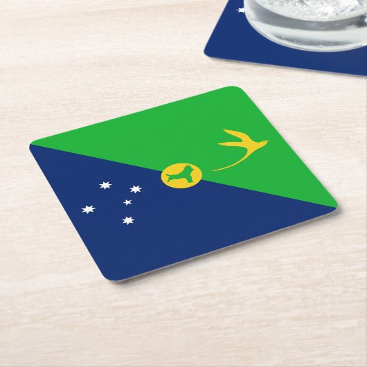 クリスマス島国旗 スクエアペーパーコースター (アングル)