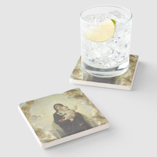 クリスマス崇拝 ストーンコースター (横)