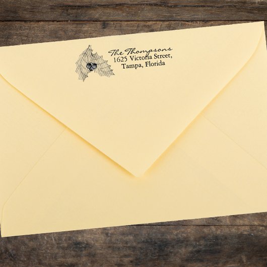 クリスマス差出人住所グリーンリーホリー ラバースタンプ