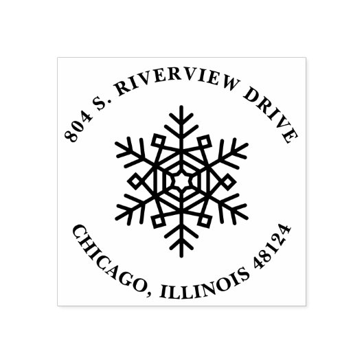 クリスマス差出人住所スタンプとスノーフレーク ラバースタンプ (インプリント)