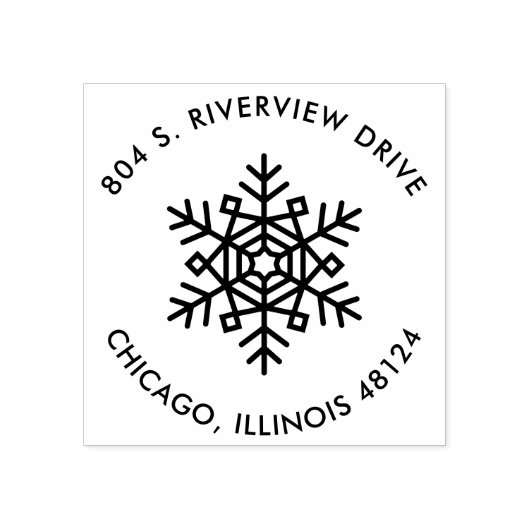 クリスマス差出人住所スタンプとスノーフレーク ラバースタンプ (インプリント)