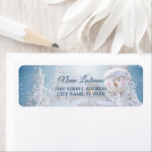 クリスマス差出人住所パーティー冬雪だるまブルー ラベル (インサイチュ)