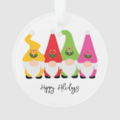 クリスマス市松模様に格言ハッピーホリデーズネーム年 オーナメント (裏面)