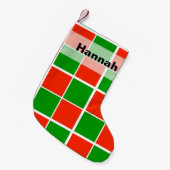クリスマス市松模様に スモールクリスマスストッキング (正面 (吊り時))