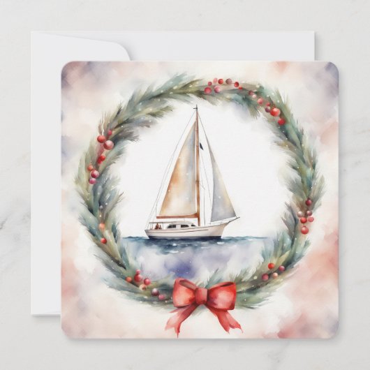 クリスマス帆船 カード (正面)