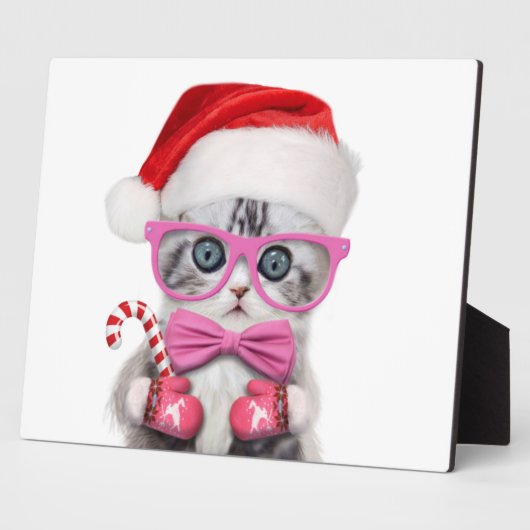 クリスマス帽の子猫 フォトプラーク (側面)
