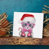 クリスマス帽の子猫 フォトプラーク (側面)