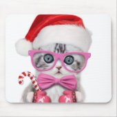 クリスマス帽の子猫 マウスパッド (正面)