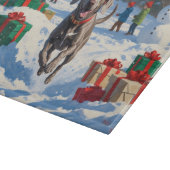 クリスマス帽をかぶったスノーでのワイマラナー カッティングボード (角)