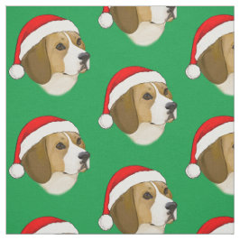 クリスマス帽をかぶったビーグル ファブリック