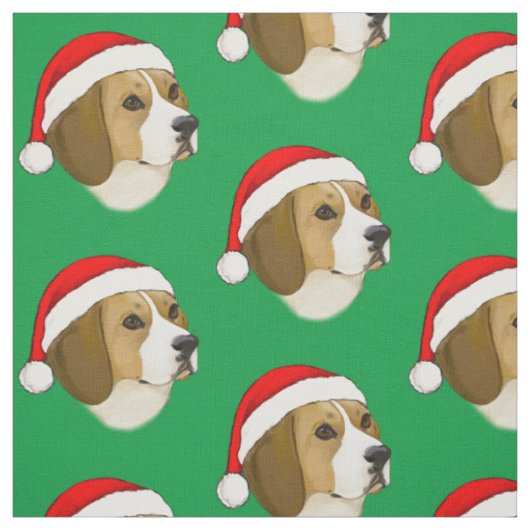クリスマス帽をかぶったビーグル ファブリック (見本)