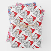 クリスマス帽をかぶった可愛いギニア豚パーソナライズされた。 ラッピングペーパーシート (インサイチュ)