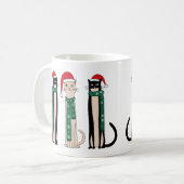 クリスマス帽をかぶった3匹の猫 コーヒーマグカップ (正面左)