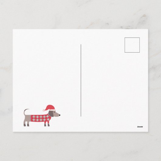 クリスマス帽子のダックスシュント犬 シーズンポストカード (裏面)